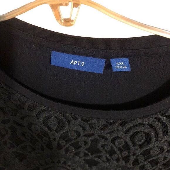 Apt 9 Crochet Overlay Front Scoop Neck Short Sleeve Top Sz XXL - Picture 2 of 10